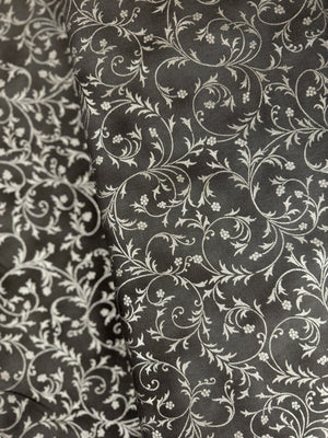 Holiday Flourish-Snow flower - Swirls Graphite Metallic Yardage