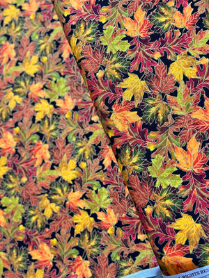 Fall is in the Air - Allover Metallic Autumn Leaves - Remnant