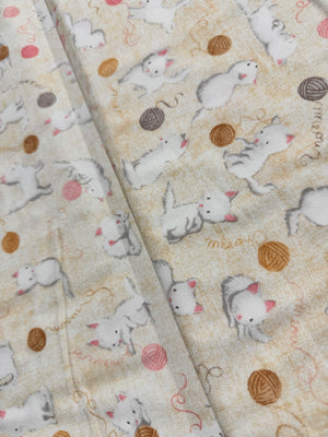 Cuddly Kittens Tan Flannel Yardage