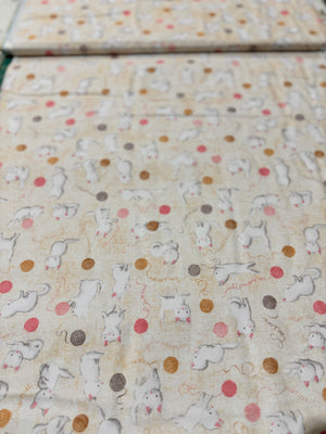 Cuddly Kittens Tan Flannel Yardage