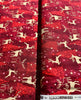 Traditional Trimmings - Gold Deer Silhouettes on Cranberry Yardage