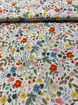 Strawberry Fields - Floral Ivory Rayon Yardage