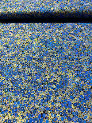 Gustav Klimt - Sapphire Gold Metallic Yardage