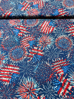 Red, White & True - Firework Celebration Blue Yardage