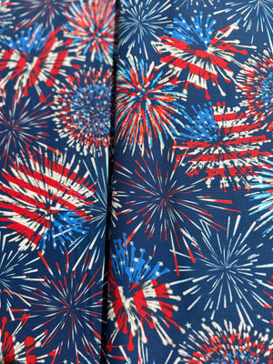 Red, White & True - Firework Celebration Blue Yardage