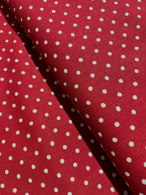 Sevenberry Canvas Natural Dots -  Dots on Red Yardage