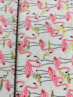 Fat Quarter - Glitter Critters - Flamingo Bay