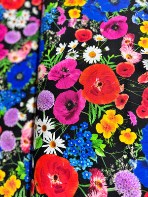 Large Colorful Bright Florals Backing Yardage