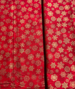 Holiday Flourish-Snow flower - Snowflakes Crimson Metallic Yardage