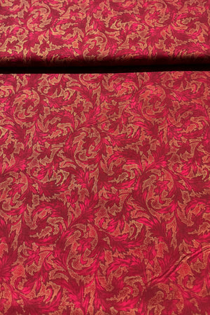 Holiday Wishes - Damask Scarlet/Gold Metallic Yardage