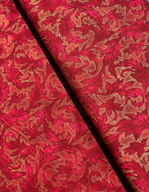 Holiday Wishes - Damask Scarlet/Gold Metallic Yardage