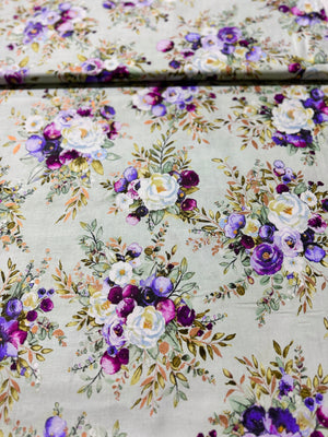 Lilac and Sage - Bouquet Sage Copper Pearl Metallic Yardage