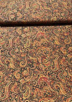 Hooked On Fish - Bubble Paisley Orange Metallic Yardage