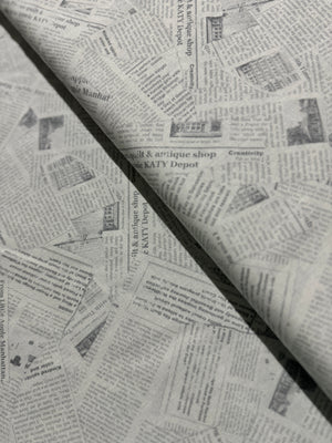 Newspaper Print - White Yardage