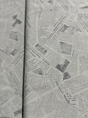 Newspaper Print - White Yardage