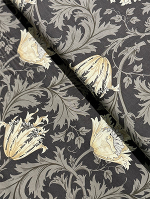 Ebony Suite - Anemone Large Floral Charcoal Yardage