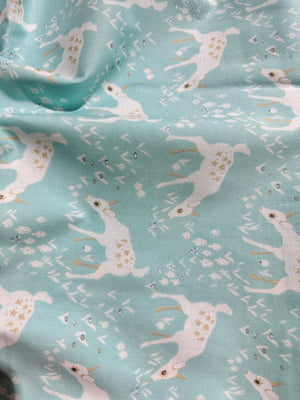 Woodland Gathering - Deer on Turquoise Yardage