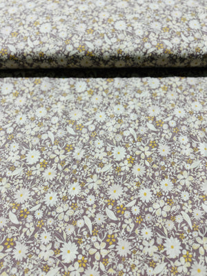 Sevenberry Grace - Flowers Grey Lavender Yardage