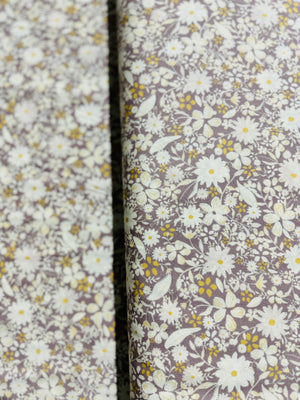 Sevenberry Grace - Flowers Grey Lavender Yardage