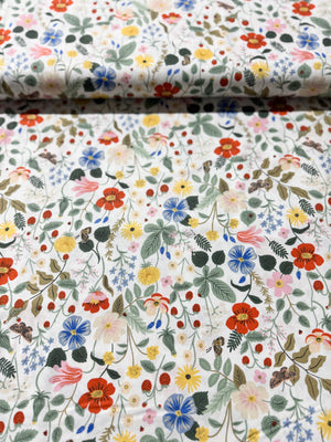 Strawberry Fields - Floral Ivory Yardage