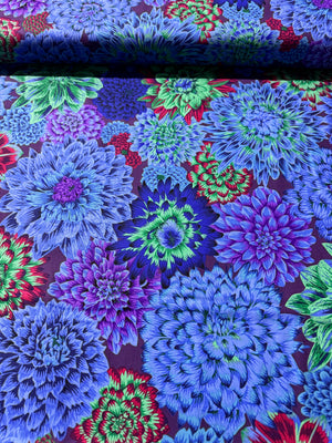 Kaffe Fassett Collective - Dancing Dahlias Blue Yardage