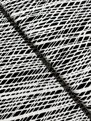 Island Blossom - Lattice Black/White Yardage