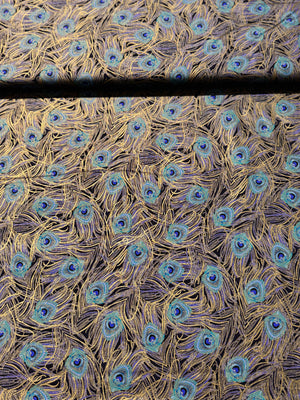 Peacock Garden - Peacock Feathers Navy Yardage