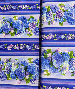 Hydrangea Bliss - Hydrangea 11" Stripes Florals Yardage