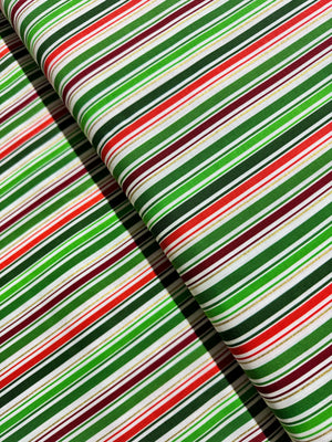 Holiday Sweets - Stripes Peppermint/Gold Metallic Yardage