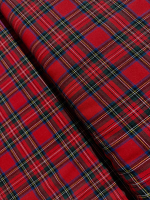 57" Width - Sevenberry Classic Plaid Yarn Dyed Twill - Red Yardage