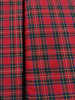 57" Width - Sevenberry Classic Plaid Yarn Dyed Twill - Red Yardage