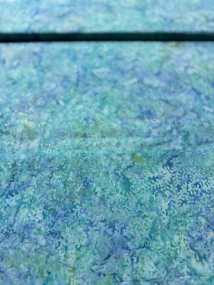 Sea Foam - Leaf Vine - Shades of Turquoise Batik Yardage