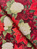 Holiday Flourish-Snow flower - Poinsettia Blooms Cranberry Gold Metallic Yardage