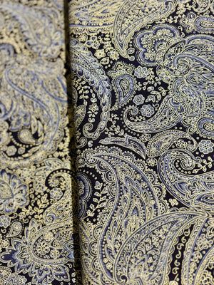 Holiday Blenders - Metallic Paisley Charcoal Yardage