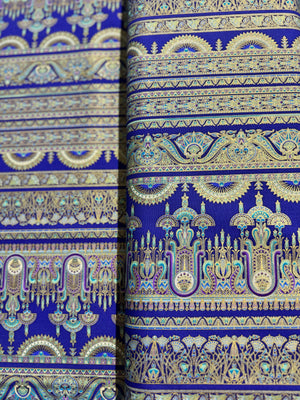 Ancient Beauty - Stripe Royal Gold Metallic Yardage