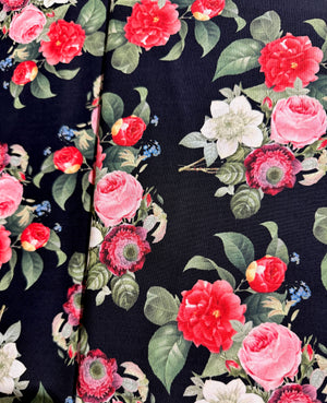 In Bloom - Floral Black Yardage