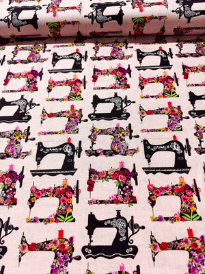 Sew Many Gnomes - Floral Sewing Machines Yardage