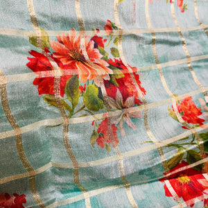 Pure Banarasi Silk Printed Fabric