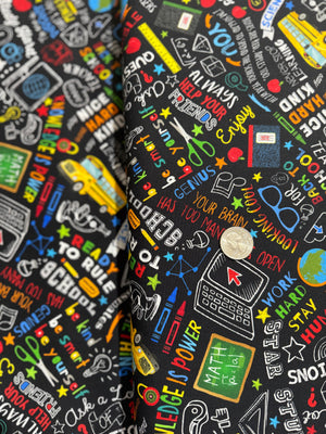 Too Cool For School - Back To School Chalkboard Text Yardage