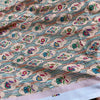 Peach Artificial Silk Print Golden Embroidery