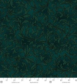 Floral Fantasy - Scroll Emerald by Jinny Beyer