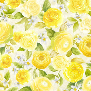 Lemon Bouquet - Floral Bouquets Beige Fabric