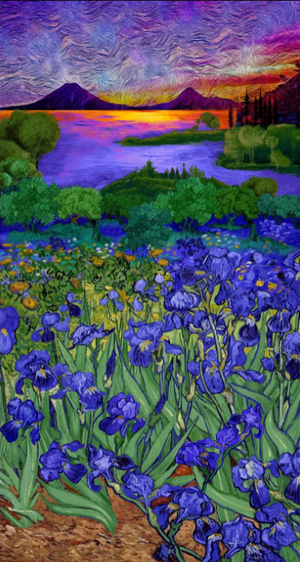 Wild Iris - Iris Landscape Panel Fabric