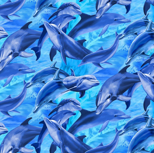 Ocean Life - Deep Blue Sea - Dolphins Fabric