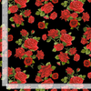 Vintage Rose - Tossed Medium Roses Black Fabric