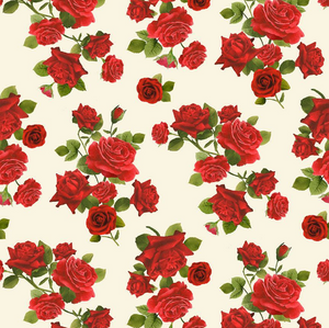 Vintage Rose - Tossed Medium Roses Cream Fabric