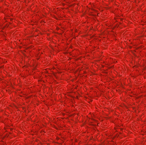 Vintage Rose - Packed Roses Red Fabric