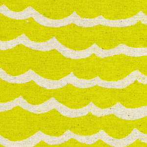 Kujira & Star - Waves Citron Canvas Fabric