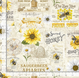 Honey Bee Farm - Vintage Bee Farm Sign Fabric
