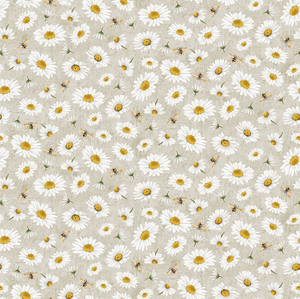 Honey Bee Farm - Tossed Bee and Daisy Florals Grey